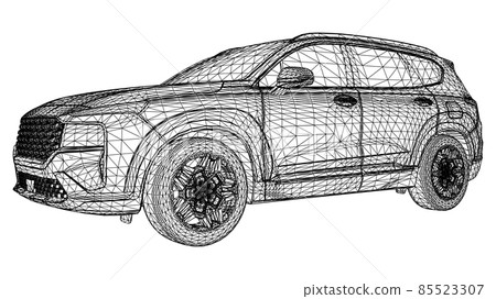 Abstract Creative vector car SUV large city OFF-ROAD vehicle lines connected to points Abstract Creative vector car SUV large city OFF-ROAD vehicle lines connected to points 85523307