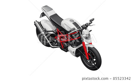 3d illustration. Red urban sport motorcycle on a white background. 3d rendering. 3d illustration. Red urban sport motorcycle on a white background. 3d rendering. 85523342
