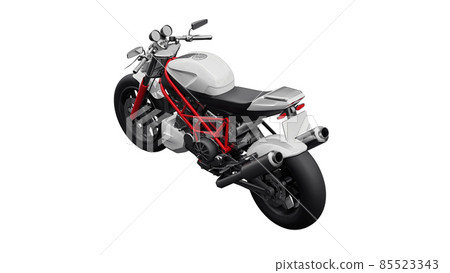 3d illustration. Red urban sport motorcycle on a white background. 3d rendering. 3d illustration. Red urban sport motorcycle on a white background. 3d rendering. 85523343