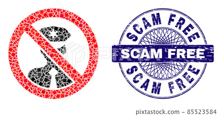 Grunge Scam Free Stamp and Geometric Stop Policeman Mosaic Grunge Scam Free Stamp and Geometric Stop Policeman Mosaic 85523584