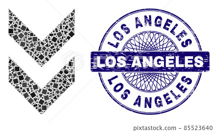 Scratched Los Angeles Badge and Geometric Shift Down Mosaic Scratched Los Angeles Badge and Geometric Shift Down Mosaic 85523640
