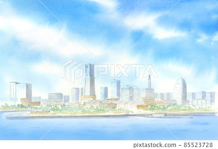 橫濱市容山水畫、水彩畫 橫濱市容山水畫、水彩畫 85523728