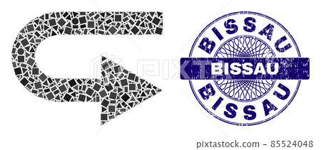 Scratched Bissau Badge and Geometric Turn Right Mosaic Scratched Bissau Badge and Geometric Turn Right Mosaic 85524048