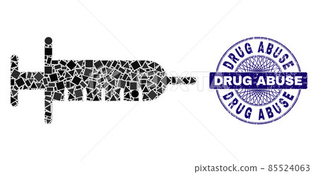 Rubber Drug Abuse Stamp Seal and Geometric Syringe Mosaic 85524063