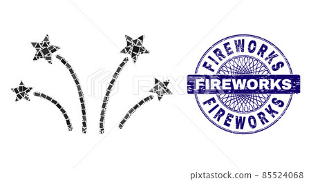 Distress Fireworks Stamp Seal and Geometric Salute Mosaic 85524068