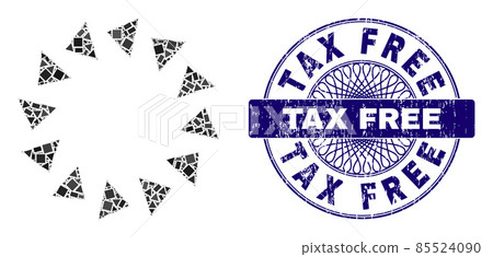 Scratched Tax Free Seal and Geometric Rotate Ccw Mosaic Scratched Tax Free Seal and Geometric Rotate Ccw Mosaic 85524090