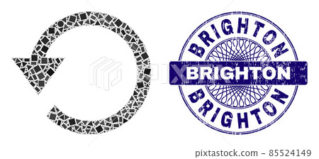 Grunge Brighton Stamp Seal and Geometric Rotate Ccw Mosaic Grunge Brighton Stamp Seal and Geometric Rotate Ccw Mosaic 85524149