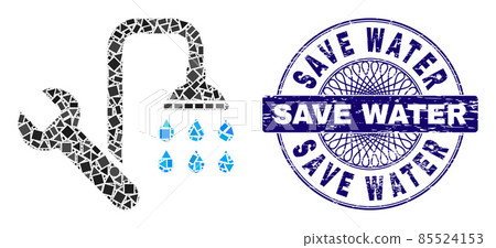 Textured Save Water Badge and Geometric Plumbing Mosaic Textured Save Water Badge and Geometric Plumbing Mosaic 85524153