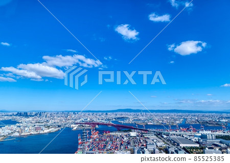 Osaka scenery panoramic view of the city center Oct.2021 Osaka scenery panoramic view of the city center Oct.2021 85525385
