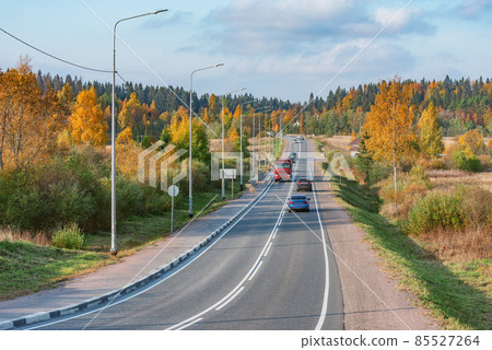 View of the new highway at sunset time. 85527264
