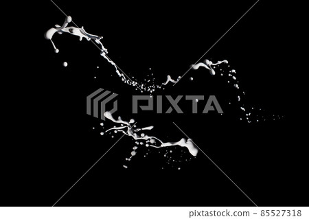 White paint splash isolated on black background. 85527318