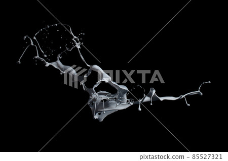 White paint splash isolated on black background. 85527321