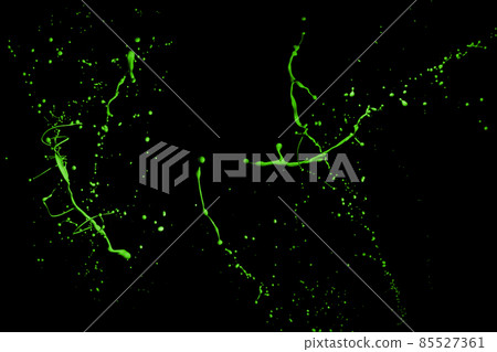 Isolated shot of green paint splash on black background Isolated shot of green paint splash on black background 85527361