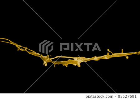 Yellow paint splashes, isolated on black background Yellow paint splashes, isolated on black background 85527691