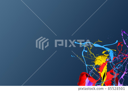 Colored paint splashes isolated on blue background 85528501