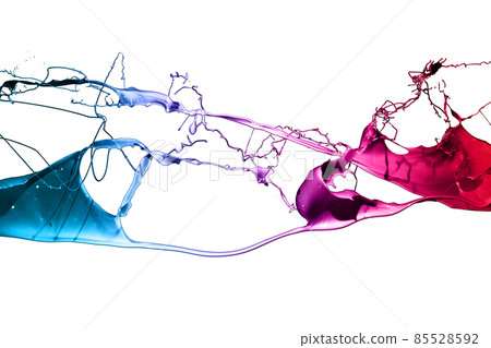 Colored paint splashes isolated on white background Colored paint splashes isolated on white background 85528592