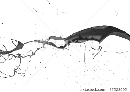 Splash of black fluid on white background Splash of black fluid on white background 85528605
