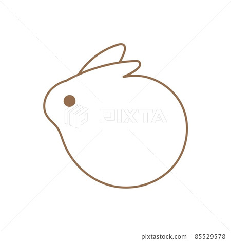 Illustration of a simple rabbit, sideways, one bird 85529578