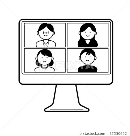 Illustration of a computer screen during an online meeting 85530632