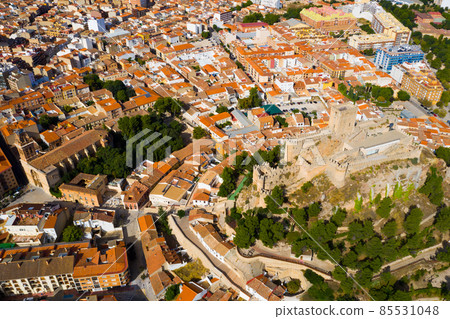 Fly over Almansa castle. City of Almansa. Spain Fly over Almansa castle. City of Almansa. Spain 85531048