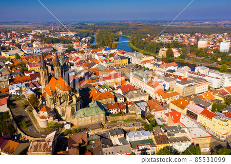 Panoramic view from above on the city Kolin and Laba river. Panoramic view from above on the city Kolin and Laba river. 85531099