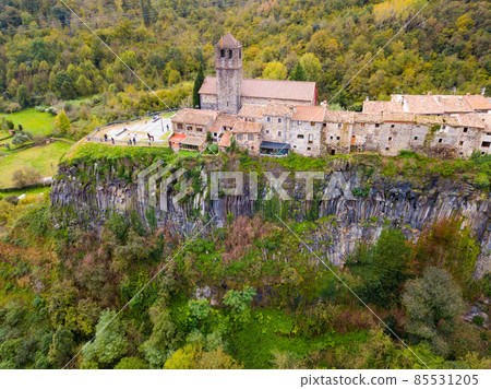 Aerial view of Castellfollit de la Roca, Catalonia, Spain Aerial view of Castellfollit de la Roca, Catalonia, Spain 85531205