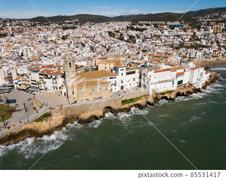 Landscape of Sitges on Mediterranean seaside 85531417