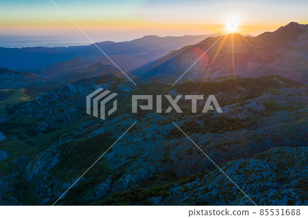 Highland landscape at sunset, Picos de Europa Highland landscape at sunset, Picos de Europa 85531688
