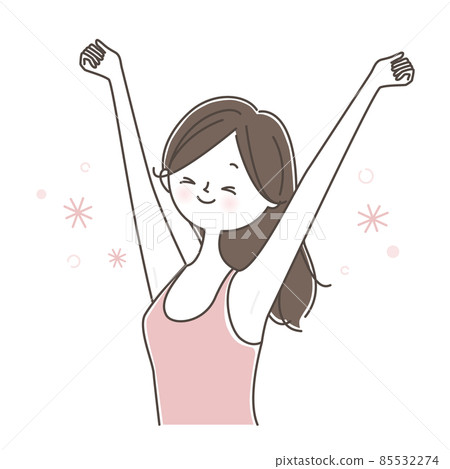 A young woman who spreads her arms and stretches greatly A young woman who spreads her arms and stretches greatly 85532274