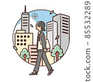 Illustration of a woman in a walking suit 85532289