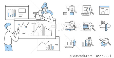 People research data analytics, doodle icons People research data analytics, doodle icons 85532291