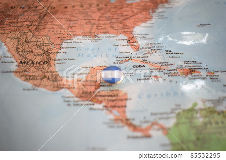 Honduras flag drawing pin on the map 85532295