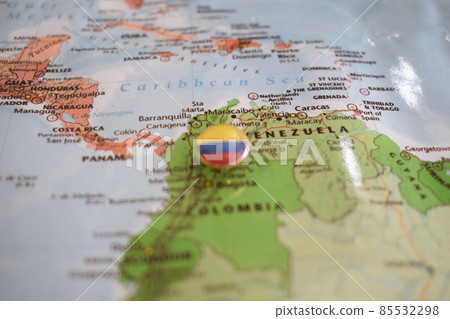 Colombia flag drawing pin on the map 85532298