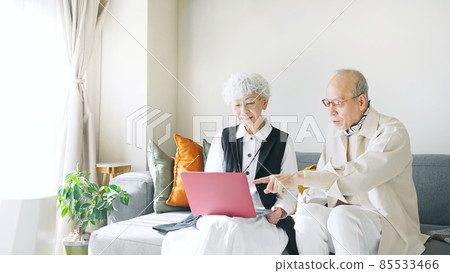 看電腦的資深夫婦 85533466