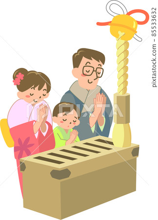 Young couple and boy praying for the first visit 85533632