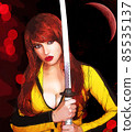 Comic Book Style Illustration of Woman With Sword 85535137