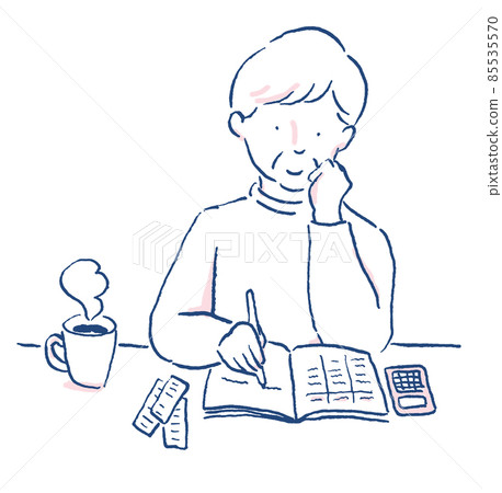 Granny attaching household account book Granny attaching household account book 85535570