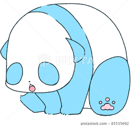 A child's panda (light blue) that sits down and leans forward to open its mouth A child's panda (light blue) that sits down and leans forward to open its mouth 85535692