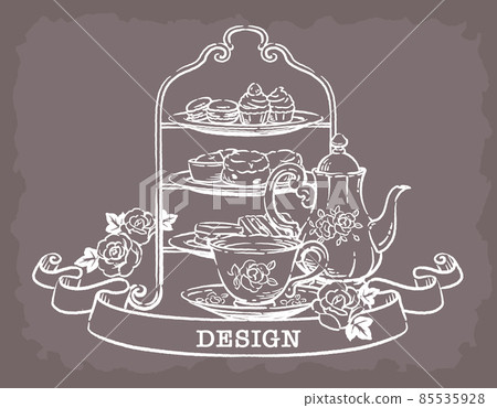 Illustration material for tea time and antique accessories. Teapots and teacups. Vector illustration Illustration material for tea time and antique accessories. Teapots and teacups. Vector illustration 85535928