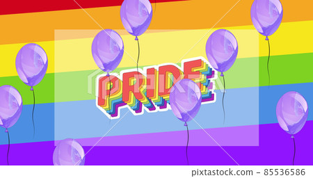 Image of pride and balloons over rainbow... - Stock Illustration ...