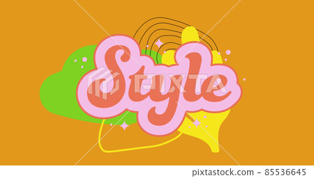 Image of vogue, style, ootd texts over abstract shapes on orange background Image of vogue, style, ootd texts over abstract shapes on orange background 85536645