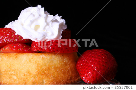 Strawberry Shortcake dessert isolated on black background 85537001