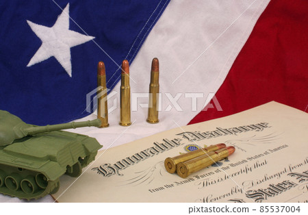 Honorable Discharge American Military Certificate With Flag Background 85537004