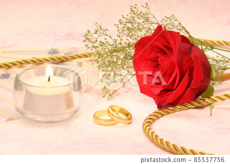 Rose with Wedding Bands and Gold Rope Rose with Wedding Bands and Gold Rope 85537756