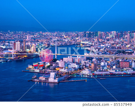Night view of Osaka Port and Osaka City 85537949