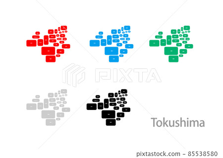 Deformed map with municipalities_Tokushima Prefecture 08 Deformed map with municipalities_Tokushima Prefecture 08 85538580