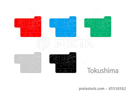 Deformed map with municipalities_Tokushima 02 Deformed map with municipalities_Tokushima 02 85538582