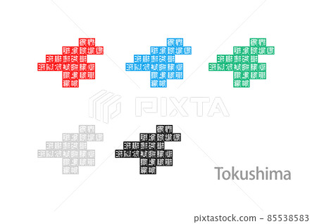 Deformed map with municipalities_Tokushima Prefecture 10 Deformed map with municipalities_Tokushima Prefecture 10 85538583