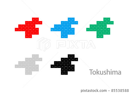 Deformed map with municipalities_Tokushima Prefecture 03 Deformed map with municipalities_Tokushima Prefecture 03 85538588