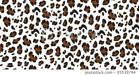 Leopard seamless pattern on a white background. Suitable for printing on fabric and paper. Vector hand-drawn background. Leopard seamless pattern on a white background. Suitable for printing on fabric and paper. Vector hand-drawn background. 85538744